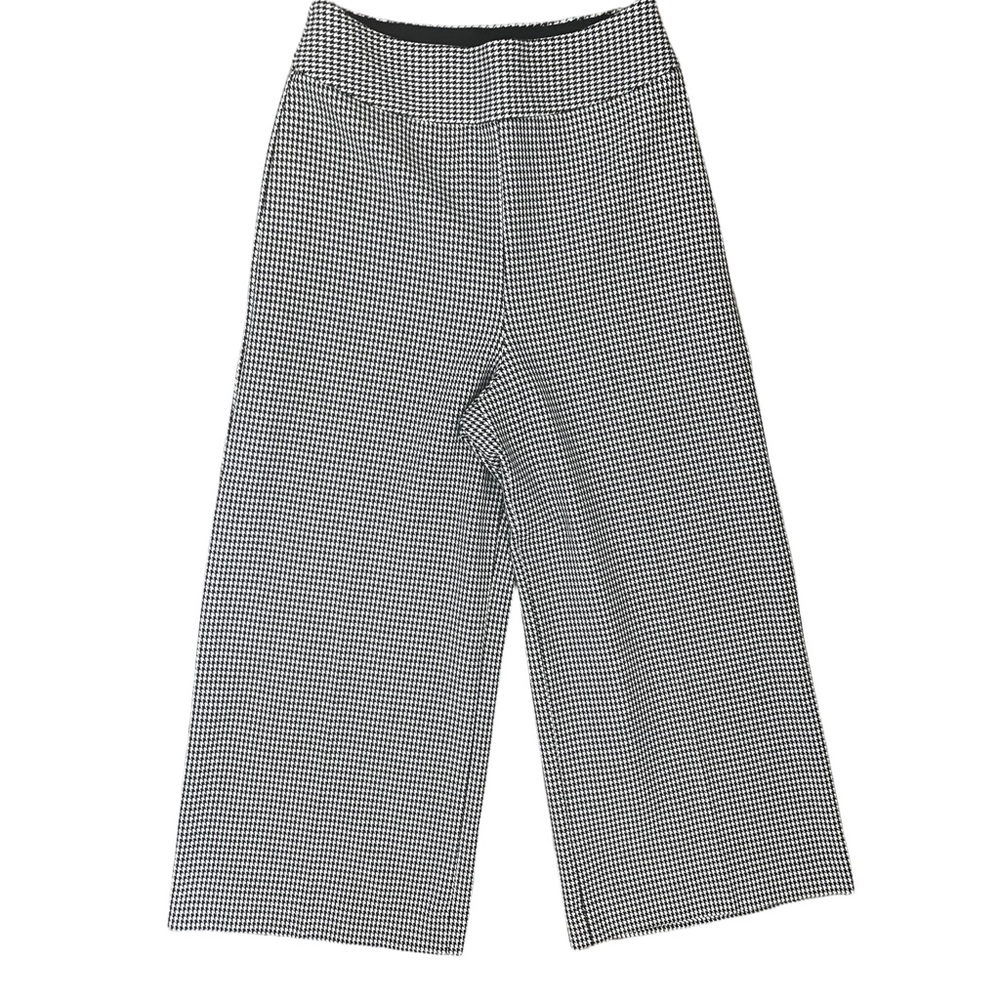 Express Black and White Houndstooth Wide-Leg Cropped Pants